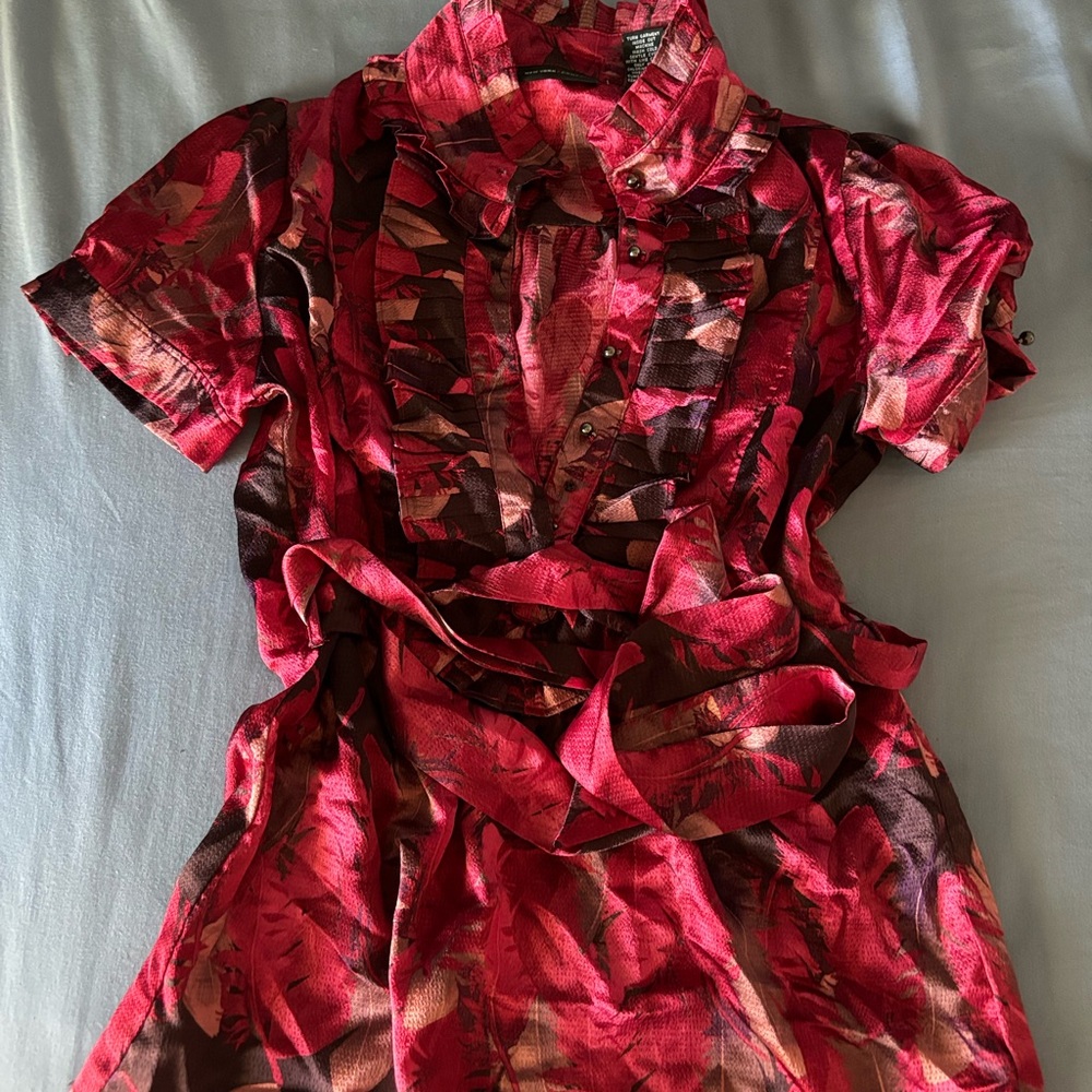 New York & Company Red and Brown Dress